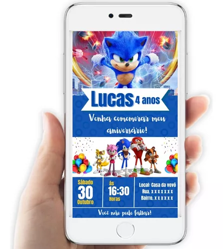 Convite em Vídeo Sonic Animado com Música Digital