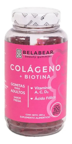 Belabear Colágeno + Biotina 100gomitas Fresa Solanum Sfn