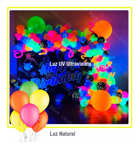 Globos Latex Fluorente Neón 9 Pulgadas 100 Unidades