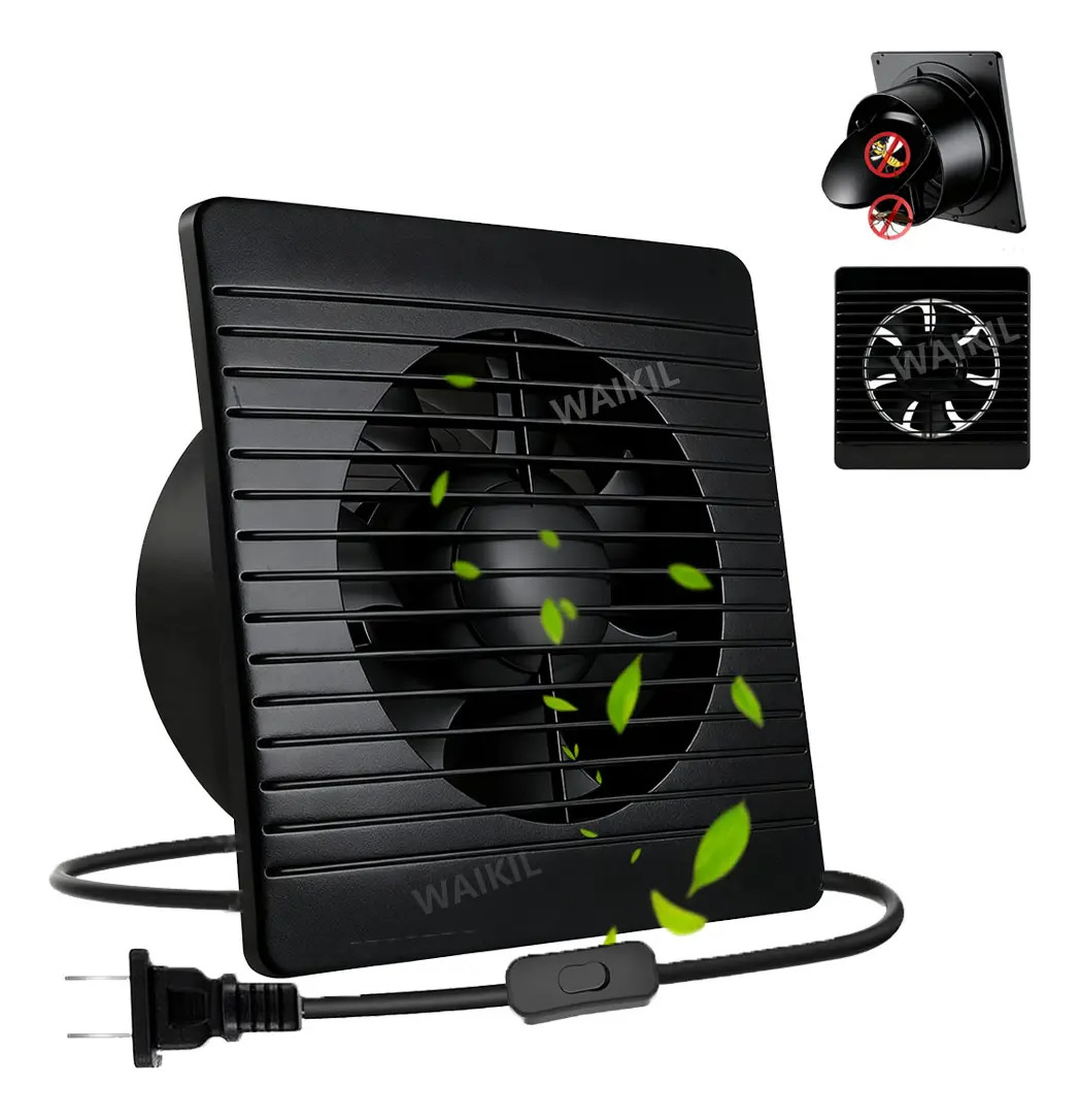 4 Pulgadas Extractor De Aire Para Baño Cocina Empotrable Silencioso Waikil® Color Negro,bajo Consumo 25w