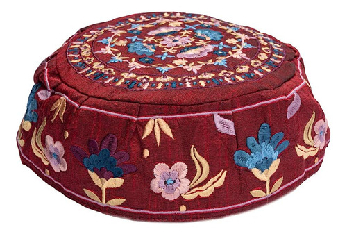 Kippah Yair Emanuel, Bordado A Mano, Con Diseño Floral