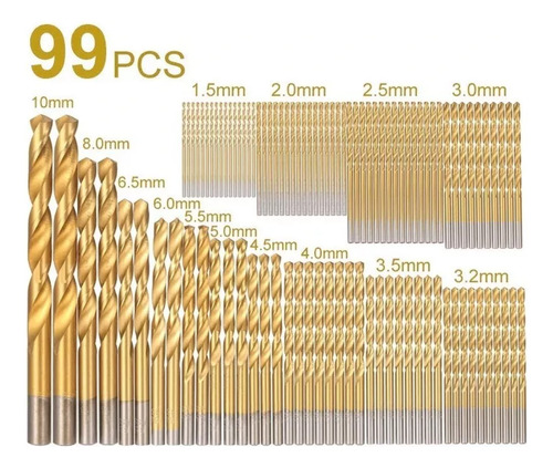 Jogo 99 Brocas Aço Rápido 1,5 A 10 Mm Com Maleta Snel Ferramentas