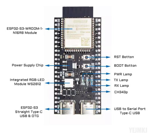 Placa De Desarrollo Yejmkj 3pcs Esp32 S3