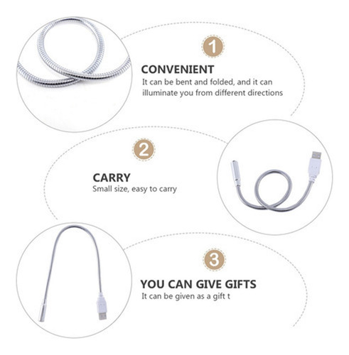 * 4 Piezas Flexible De Cuello De Cisne Usb Luz Led Portátil