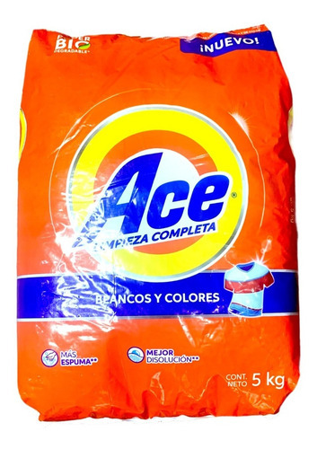 Detergente Polvo Ace Limpieza Completa Blancos Y Colores 5kg