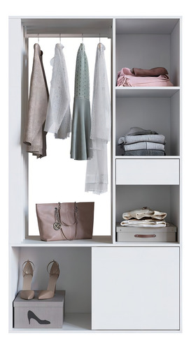 Guarda Roupas Closet Moderno Com Cabideiro E Gaveta Branco