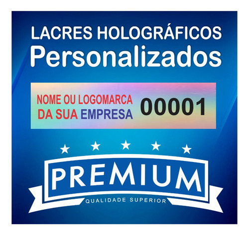 Lacre Void Holográfico Premium Personaliza 20x5mm 2000un Cor