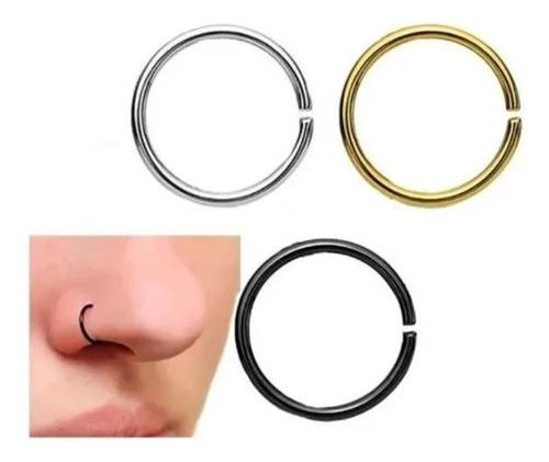 Piercing Nariz Argola Falso Fake - 01 Preto E 01 Furtacor