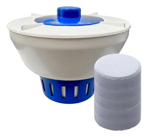Flutuador Pastilha De Cloro Para Piscina + 5 Pastilhas 200g