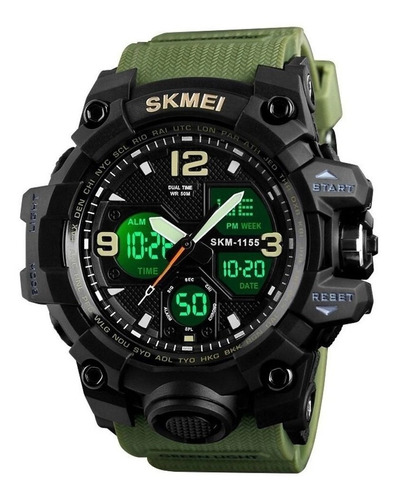 Reloj Skmei Anadigi 1155b negro y verde para hombre