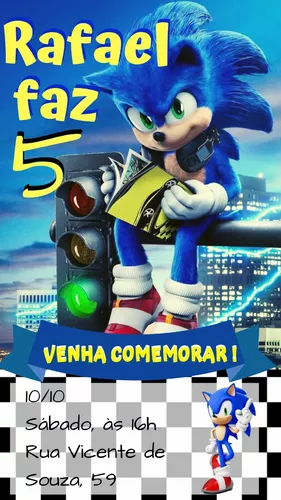 Convite Digital Sonic Personalizado