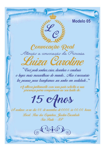 70 Convite Festa 15 Anos Realeza Menina + 210 Individuais!!!