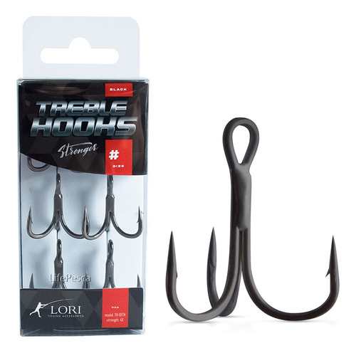 Garateia Lori Treble Hooks 4x Black Nº 1/0 - 4 Peças