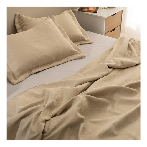 Cubrecama 2 Plazas Queen Size Con Trama Liso