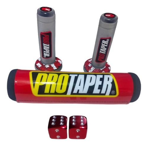 Kit Juego Tuning Moto Puños Cubre Barra Protaper Tapon Rojo