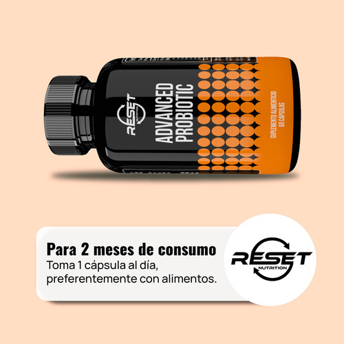 Reset Nutrition® Advanced Probiotics | 60 Cápsulas Suplemento Alimenticio para Mejorar la Salud Digestiva, Fortalecer el Sistema Inmunológico y Promover el Equilibrio Intestinal