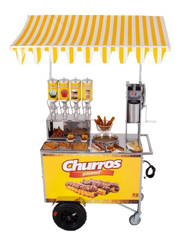 Carrinho Churros Gourmet Masseira Engrenagem 4 Doceiras - R2