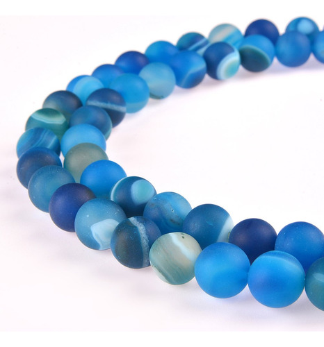 Pltbeads Hermosas Cuentas Sueltas De Agata Azul A Rayas Natu