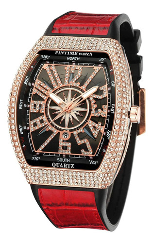 Mens Skull Big Face Watches Rectangle Punk Diamond Dial