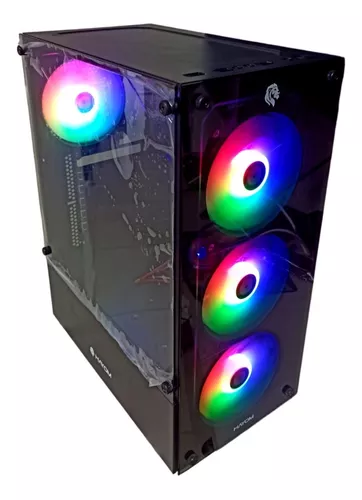 Gabinete Pc Gamer 4 Fans Led Azul Vidro Temp. Frontal & Lat