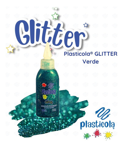 Adhesivo Glitter Plasticola 38gr Verde X12