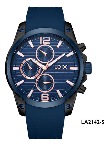 Reloj Hombre Loix® La2142-5 Azul Con Caja Pavonada