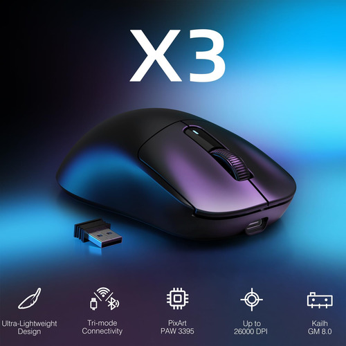 Attack Shark X3 Wireless Gaming Mouse, 49 G De Mouse De Comp
