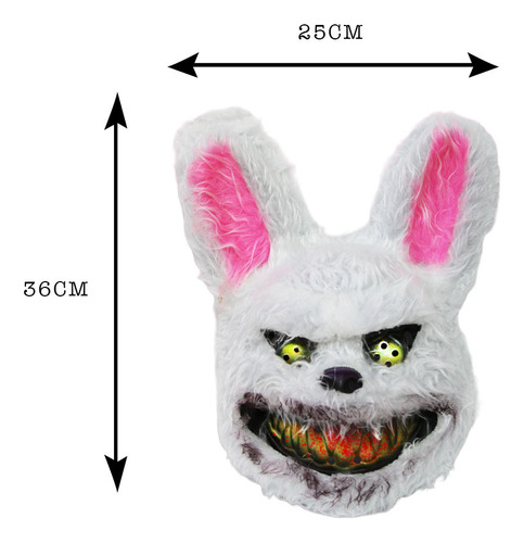 1 Mascara Oso O Conejo Peluche Con Luz Led Halloween Disfraz Color Blanco