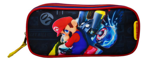 Lapicera Estuche Chenson Mario Bros Kart Mb65722-9 Markt Color Rojo/Negro Estampado/Liso