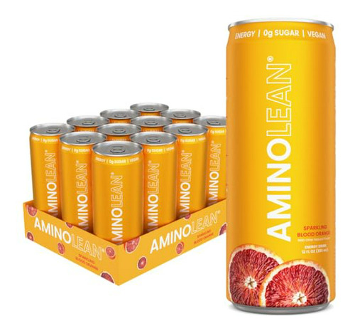 Bebida Energética Aminolean S/gluten, Blood Orange 12u.