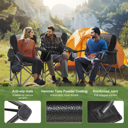 Silla Plegable Para Acampar Grande Acolchada Con Soporte Y N