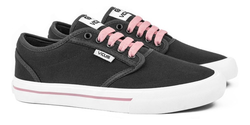 Imagen 2 de 8 de Zapatillas Vicus Folk Lona Negro Rosa Viejo
