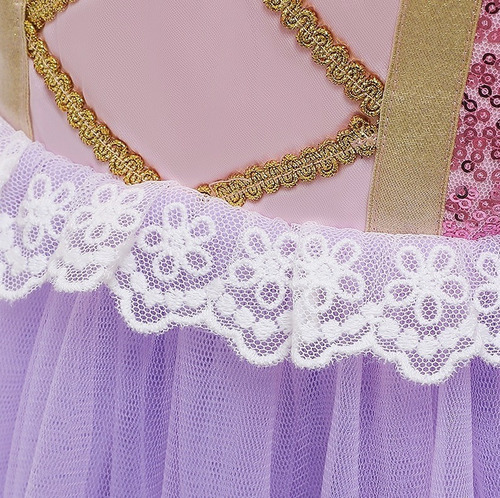 Imagem 9 de 9 de Vestido Rapunzel Enrolados + Brincos Colar Vara Luvas Coroa