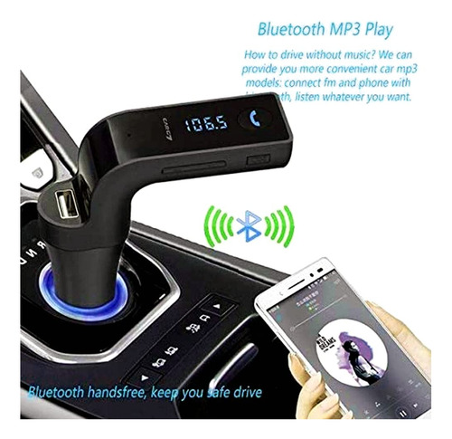 Transmisor Fm Bluetooth Para Auto Receptor Manos Libres Negr