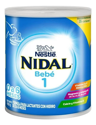 Fórmula Infantil Nidal 0 A 6 Meses- Nestlé 400g Sabor Leche