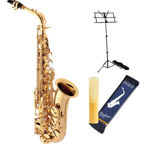 Sax Alto Dourado Eagle Sa501 Mib Laqueado Com Acessorios