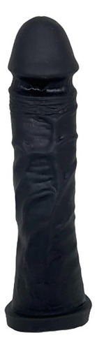 Gorro hueco para pene que engrosa una gran polla de 20 cm, pene suave, color negro