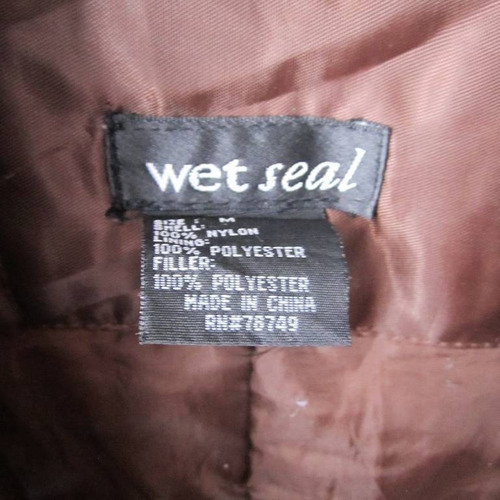 Wet Seal Chamarra Bomber Café Gorro Med Satinada (Usado)