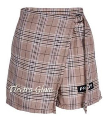 Short Falda 2 En 1 Casual Elegante Cuadros Dama Verano Mujer