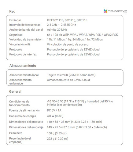 Imagen 5 de 10 de Ezviz Cámara C2c Ip Wifi Full Hd 1080 Ir 7.5m Detec Movim
