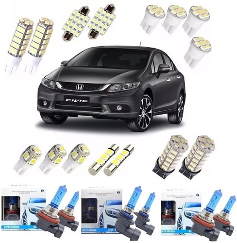 Kit Lampadas Led Super Branca Civic 2014 2015 2016 Farolete