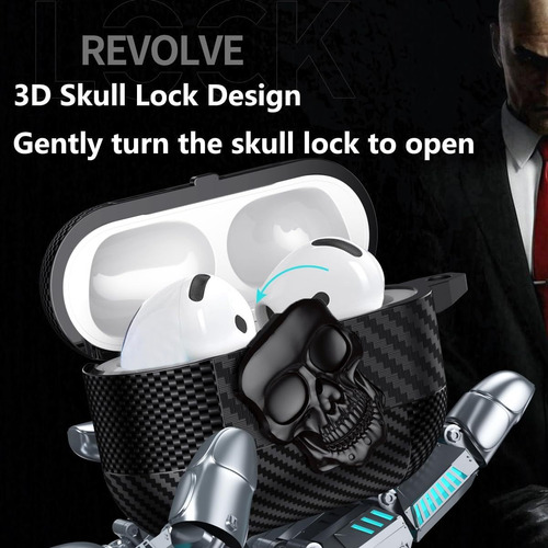 Funda 3d Skeleton Head For AirPods 4 (anc) Case + Cleanser