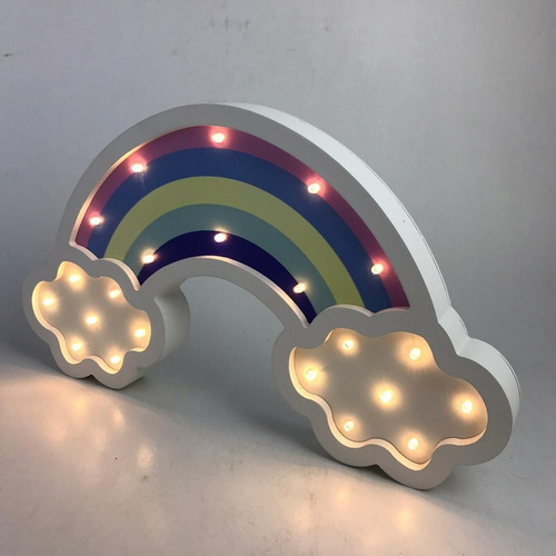 Figura En Madera, Lady Pia, Con Luz Led, Arco Iris