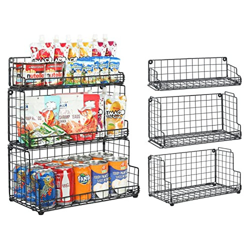 Stackable Wire Basket 3 Tier Countertop& Wall Mounted M...