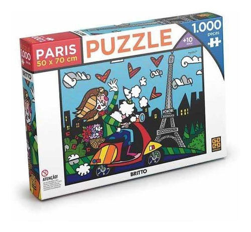 Quebra Cabeça Puzzle 1000 Peças Paris Romero Brito Grow