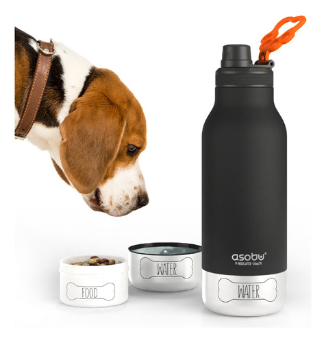 Botella Termica Con Recipiente 3 En 1 Asobu Buddy 1l Dog Cat Color Pastel Pink