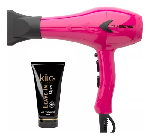 Secador De Cabelo Turbo Point Pink Mq Hair + Leave-in Ojon Cor Rosa-chiclete 110v