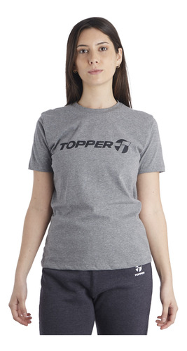 Remera Topper Brand Mujer Moda Gris Melange