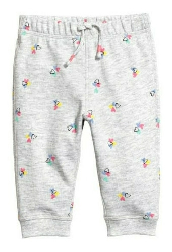 Pantalón De Jogging  Bebe H&m. Gris Con Corazones