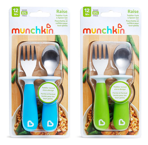 Tenedor Y Cuchara Munchkin Raise Para Niños Pequeños, 4 Unid